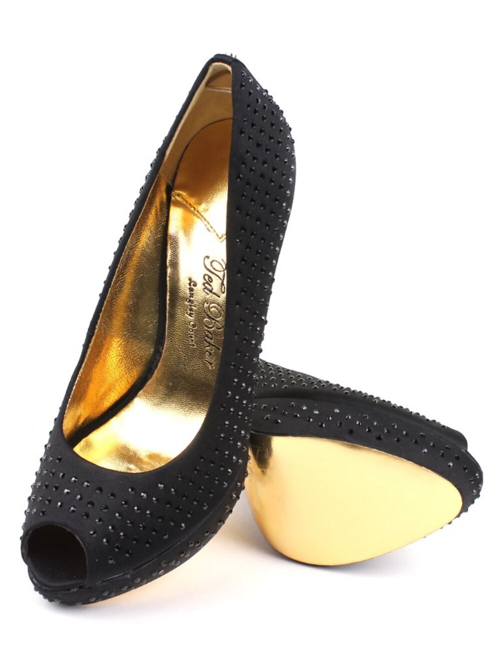 Ted Baker Svana 2 Black Crystal Peep Toe Platform Pumps Size 6/8/10